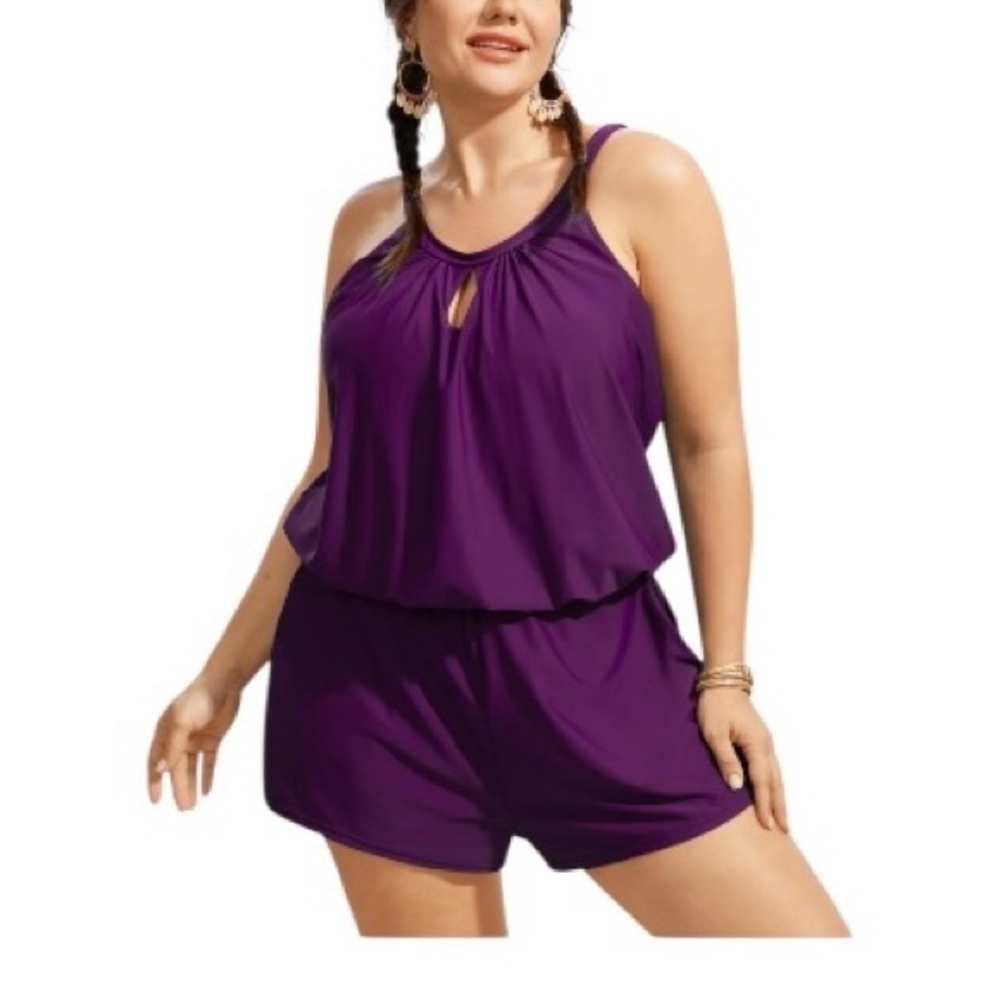 BloomChic Purple One-Piece Swim Romper